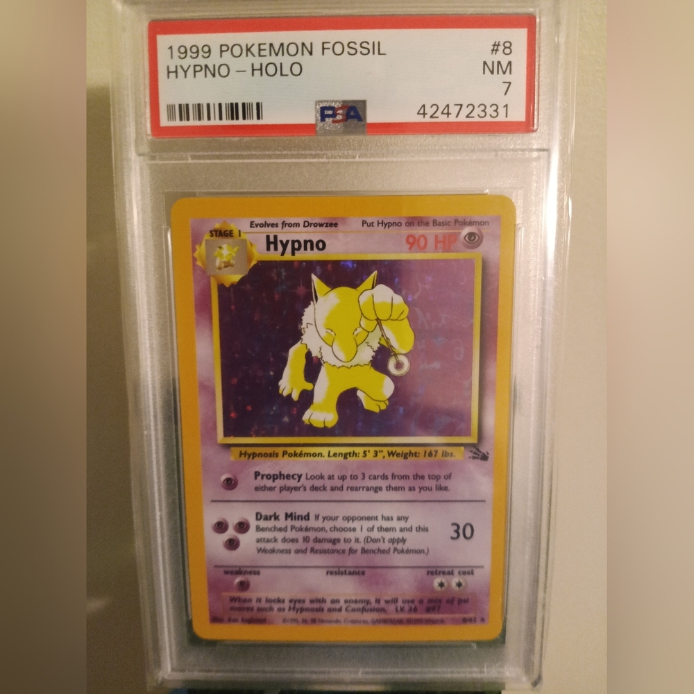 1999 POKEMON FOSSIL #8 HYPNO-HOLO PSA 7